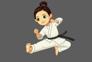 linda niña de karate en pose de karate vector