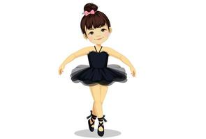 Cute little ballerina girl in black tutu dress  vector