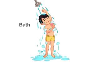 Cute boy taking a bath vector