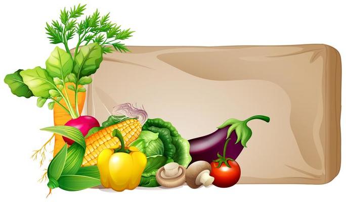 Frame design with fresh vegetables