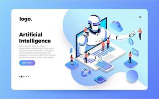 Artificial intelligence landing page concept  vector