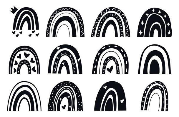 Black and white doodle ainbow set