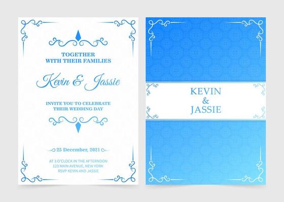 Gradient retro wedding invitation template