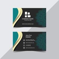Teal and Gray Mandala Business Card Template vector