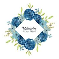 Watercolor navy floral border for decoration