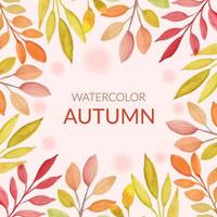 Autumn leaves frame in watercolor style vector