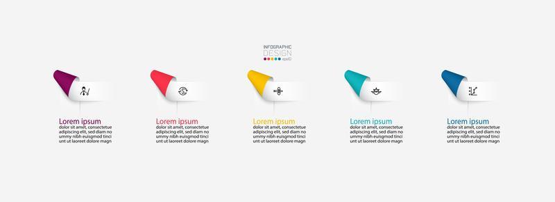 Folded ribbon labels infographics