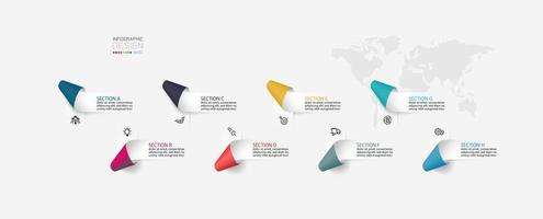 Folded ribbon labels infographics vector