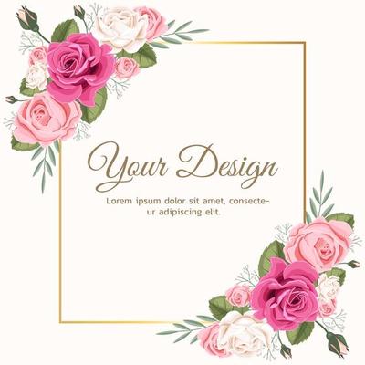 Pink Floral Rose Wedding Invitation