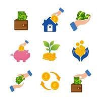 Money investment icon set vector