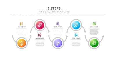 Circle infographic design template with 5 steps vector