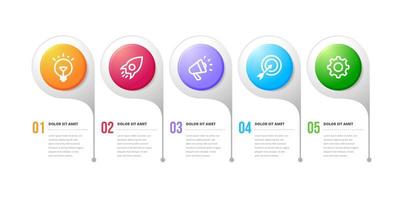 Five option number workflow infographic design vector