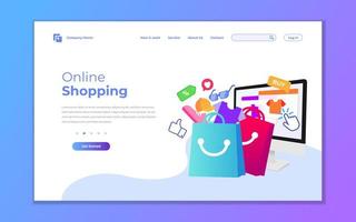 Landing page template for online shopping vector