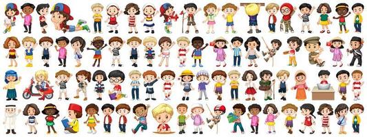 Children of Various Nationalities on White Background vector