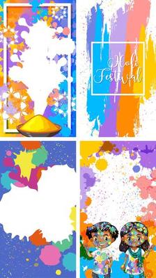 Four Background Design with Happy Holi Festival Theme
