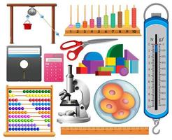 Conjunto de equipos de ciencia sobre fondo blanco. vector