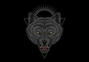 ilustración de cabeza de lobo enojado vector
