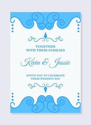 Flat retro wedding invitation template
