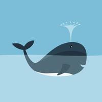 Whale with water spray vector