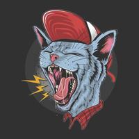 Cat wearing a hat screaming loudly vector