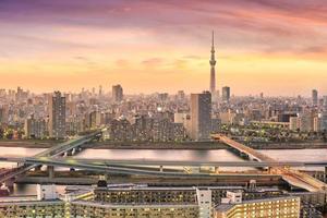 Tokyo skyline at sunset photo