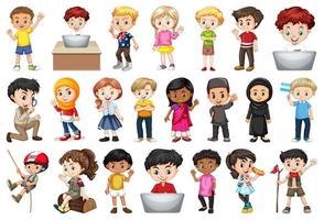 Large Set of Children Doing Different Activities vector