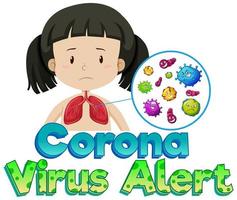 Font Design for Coronavirus Alert with Sick Kid vector