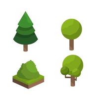 conjunto de iconos de árboles isométricos vector