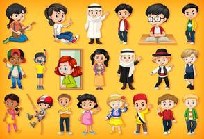 Large Set of Children Doing Different Activities vector