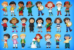 Large Set of Children Doing Different Activities vector