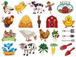 Set of Farm Elements vector