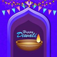 Background with Mandala Lantern for Happy Diwali Festival vector