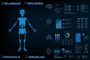 Futuristic analysis design with skeleton, graphs and charts vector