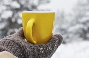 Wintry cup of coffee photo