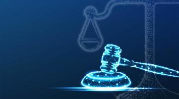Scales of justice, gavel symbol vector