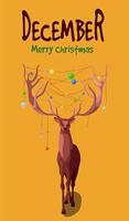 Christmas poster with reindeer on yellow vector