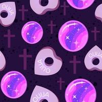 Ouija planchettes and crystal ball with galaxy motif pattern vector