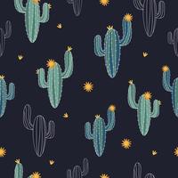 patrón de cactus dibujado a mano vector
