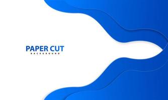 3d abstract paper cut style blue layers on white vector