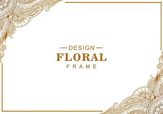 Artistic decorative golden floral frame