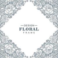 Decorative sketch floral pattern diamond frame vector