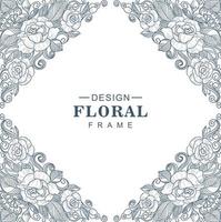 bosquejo decorativo patrón floral marco de diamante vector