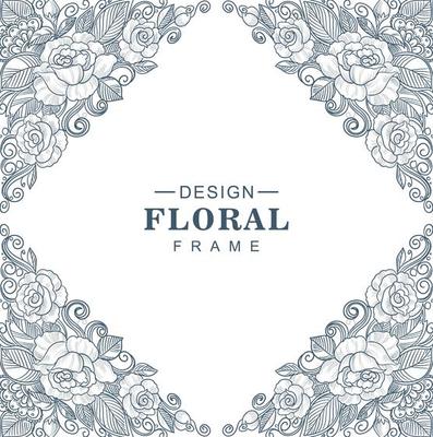 Decorative sketch floral pattern diamond frame