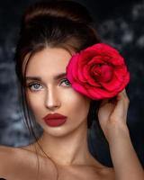 Young model with makeup and hairstyle photo
