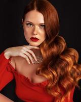 Red haired model with freckles photo