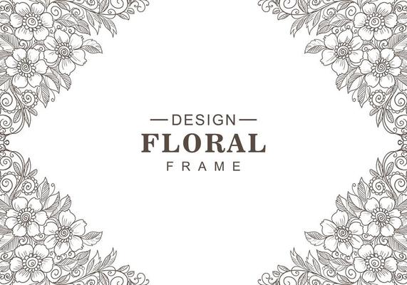 Modern decorative black and white floral frame