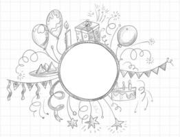 feliz cumpleaños celebración doodle sketch vector