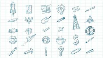 Technology sketch icon set vector