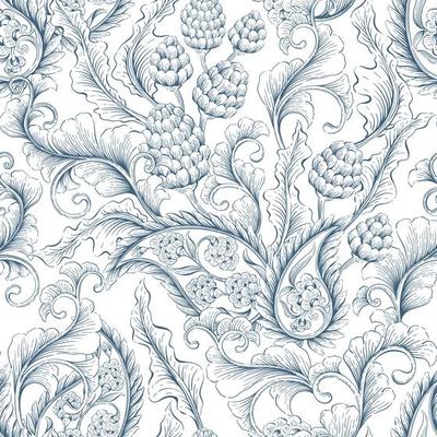 Seamless, floral and ornamental pattern