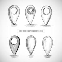 Hand drawn location pointer icon set  vector